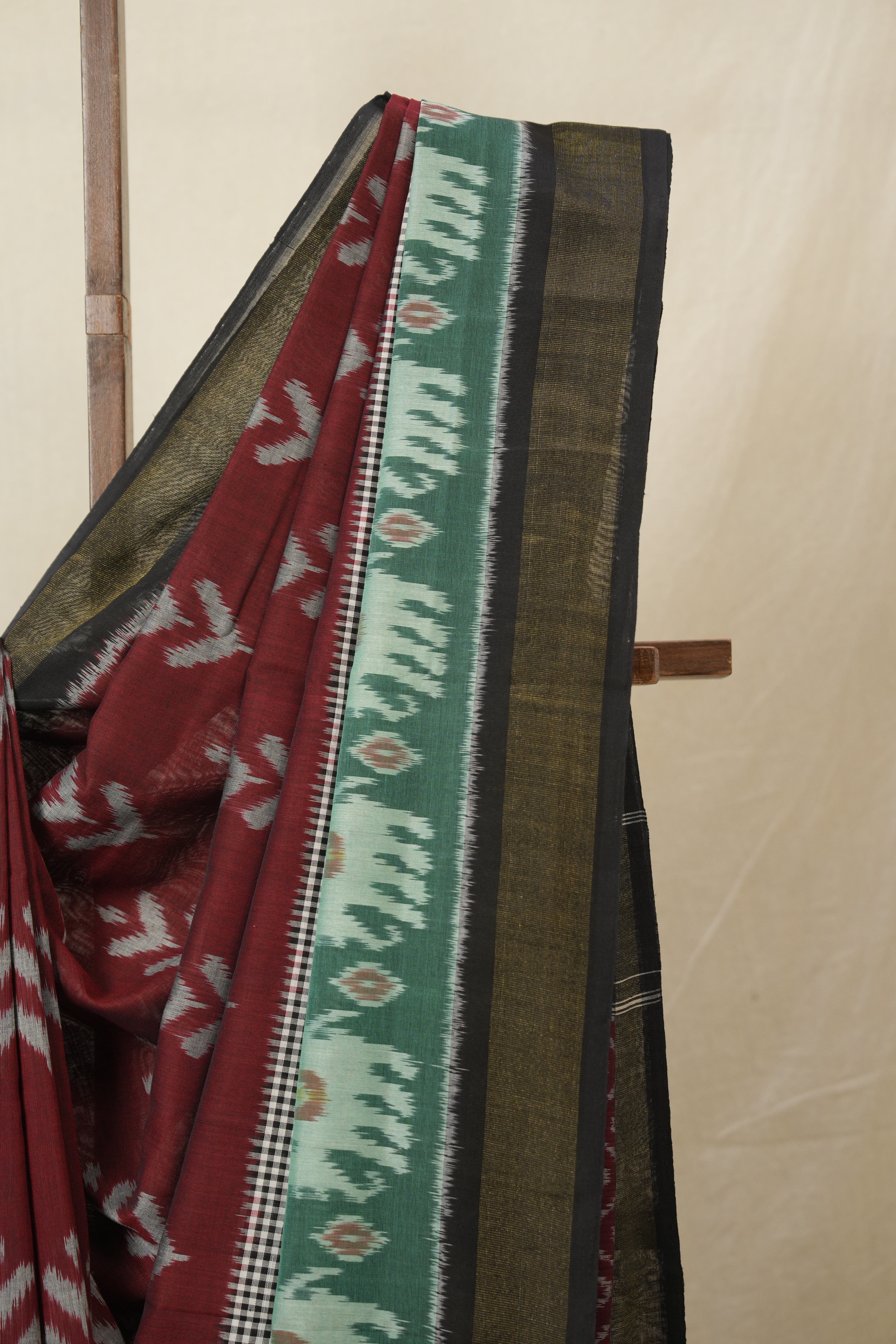 Maroon Pochampalli Cotton Ikat Saree - SRMPCIS719