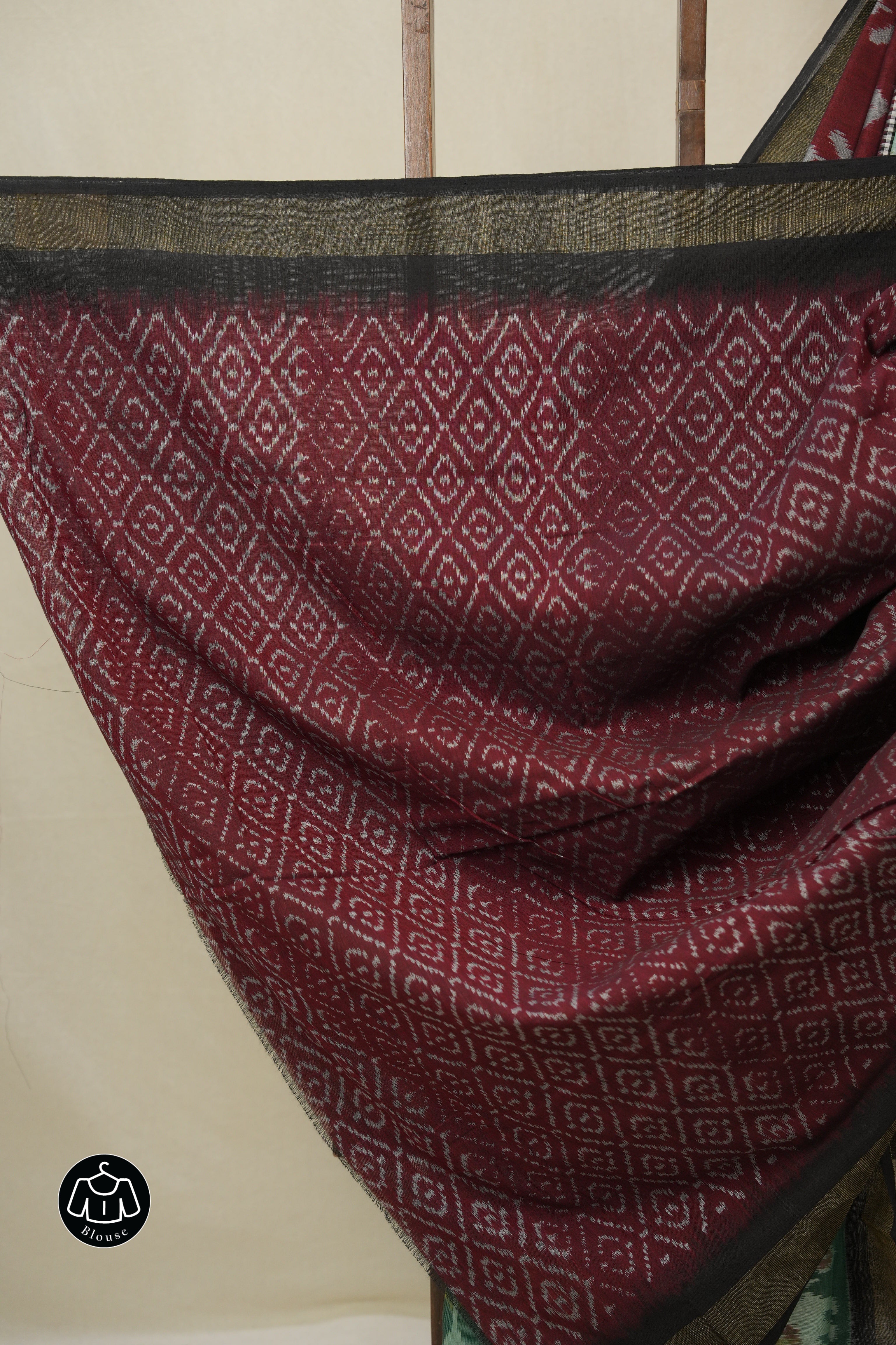 Maroon Pochampalli Cotton Ikat Saree - SRMPCIS719