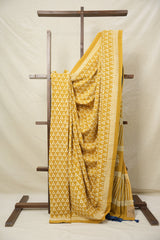 Mustard Yellow HBP Cotton Saree - SRMYCS3052