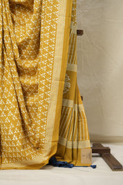Mustard Yellow HBP Cotton Saree - SRMYCS3052