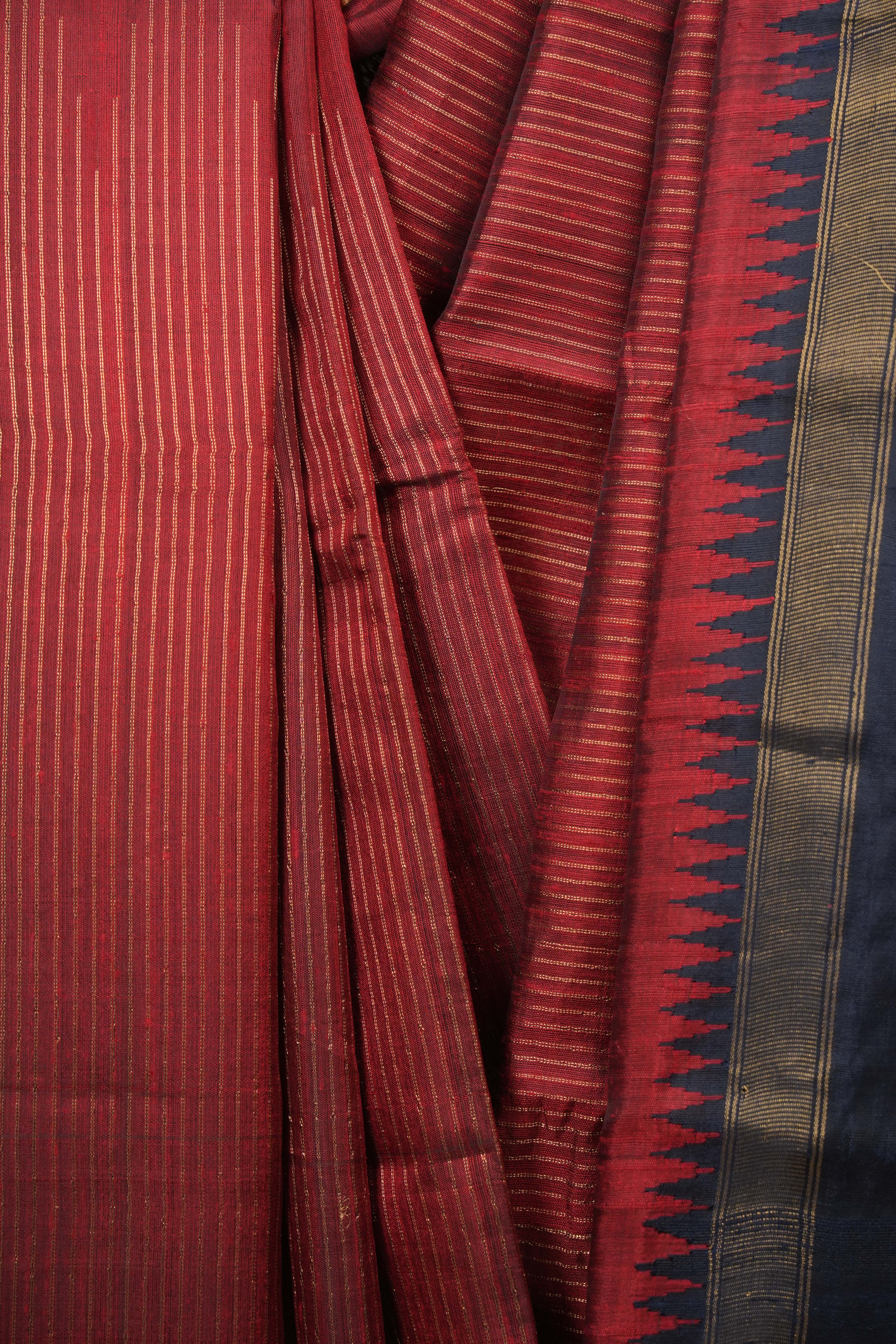 Maroon Raw Silk Saree - SRMRSS1148