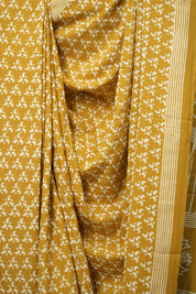 Mustard Yellow HBP Cotton Saree - SRMYCS3052