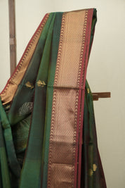 Dual Tone Green Maheshwari Saree - SRDTGMS1233