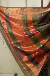 Dual Tone Green Maheshwari Saree - SRDTGMS1233