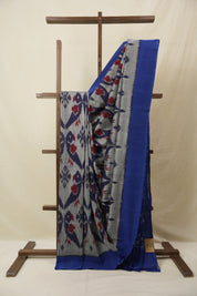 Grey Pochampalli Cotton Ikat Saree - SRWPCIS690