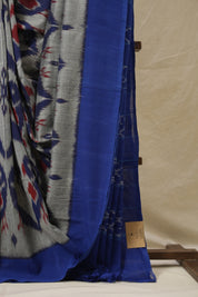 Grey Pochampalli Cotton Ikat Saree - SRWPCIS690