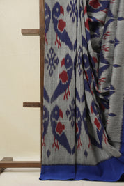 Grey Pochampalli Cotton Ikat Saree - SRWPCIS690