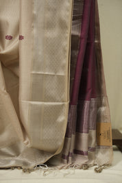 Beige Maheshwari Saree - SRBMS1181