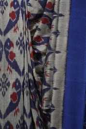 Grey Pochampalli Cotton Ikat Saree - SRWPCIS690