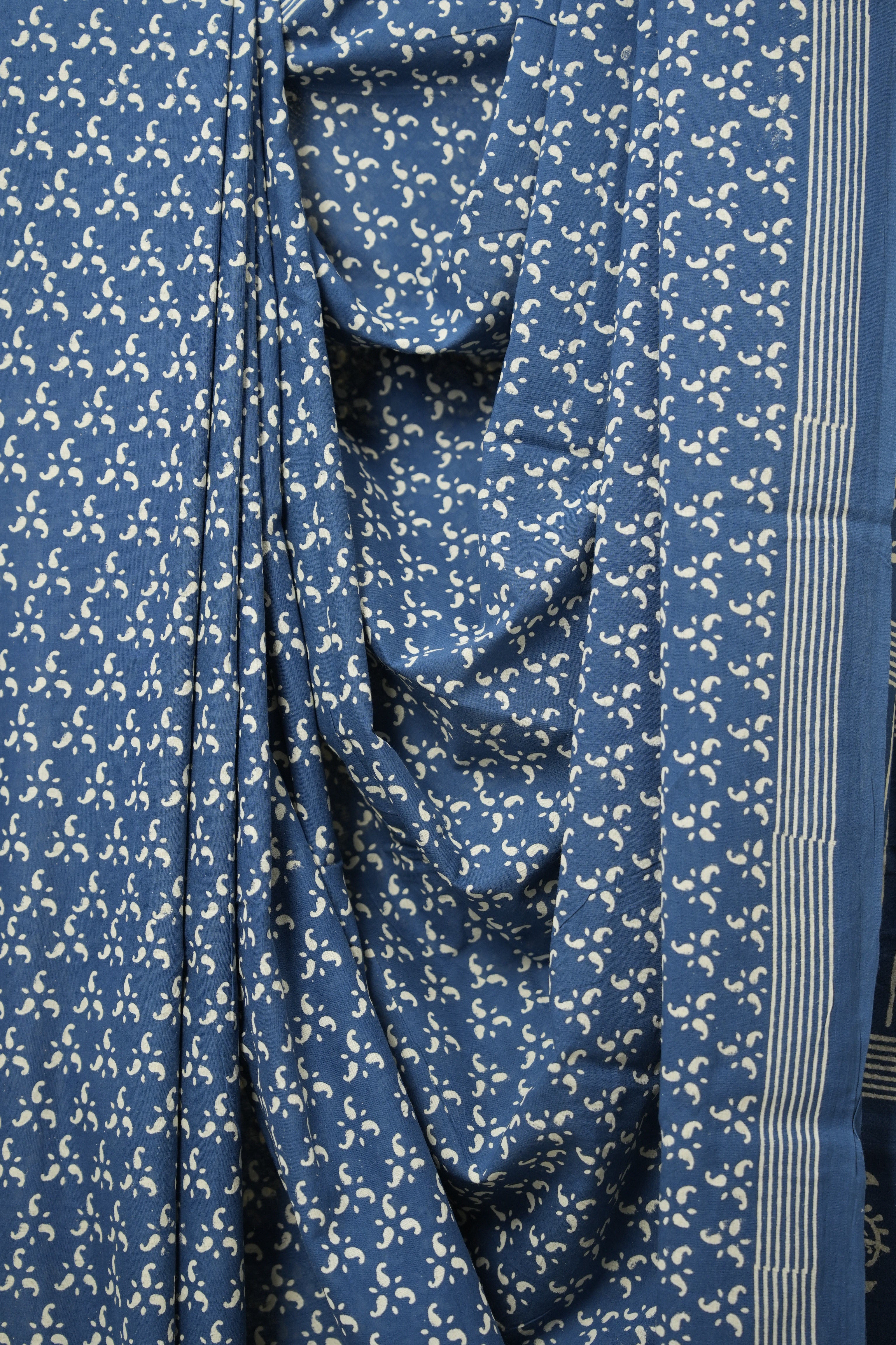 Blue HBP Cotton Saree - SRBCS3050