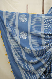 Blue HBP Cotton Saree - SRBCS3050