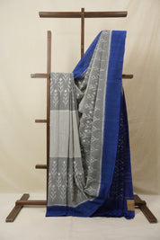 Grey Pochampalli Cotton Ikat Saree - SRWPCIS689