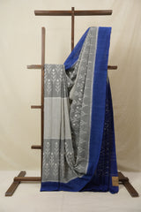 Grey Pochampalli Cotton Ikat Saree - SRWPCIS689