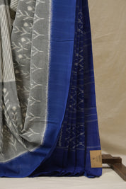 Grey Pochampalli Cotton Ikat Saree - SRWPCIS689