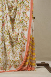 White HBP Georgette Saree - SRWHGS02