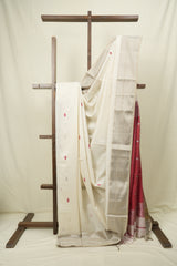 White Maheshwari Saree - SRWMS1184