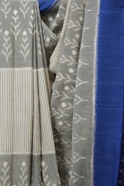 Grey Pochampalli Cotton Ikat Saree - SRWPCIS689