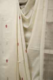 White Maheshwari Saree - SRWMS1184