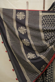 Black HBP Cotton Saree - SRBCS3049