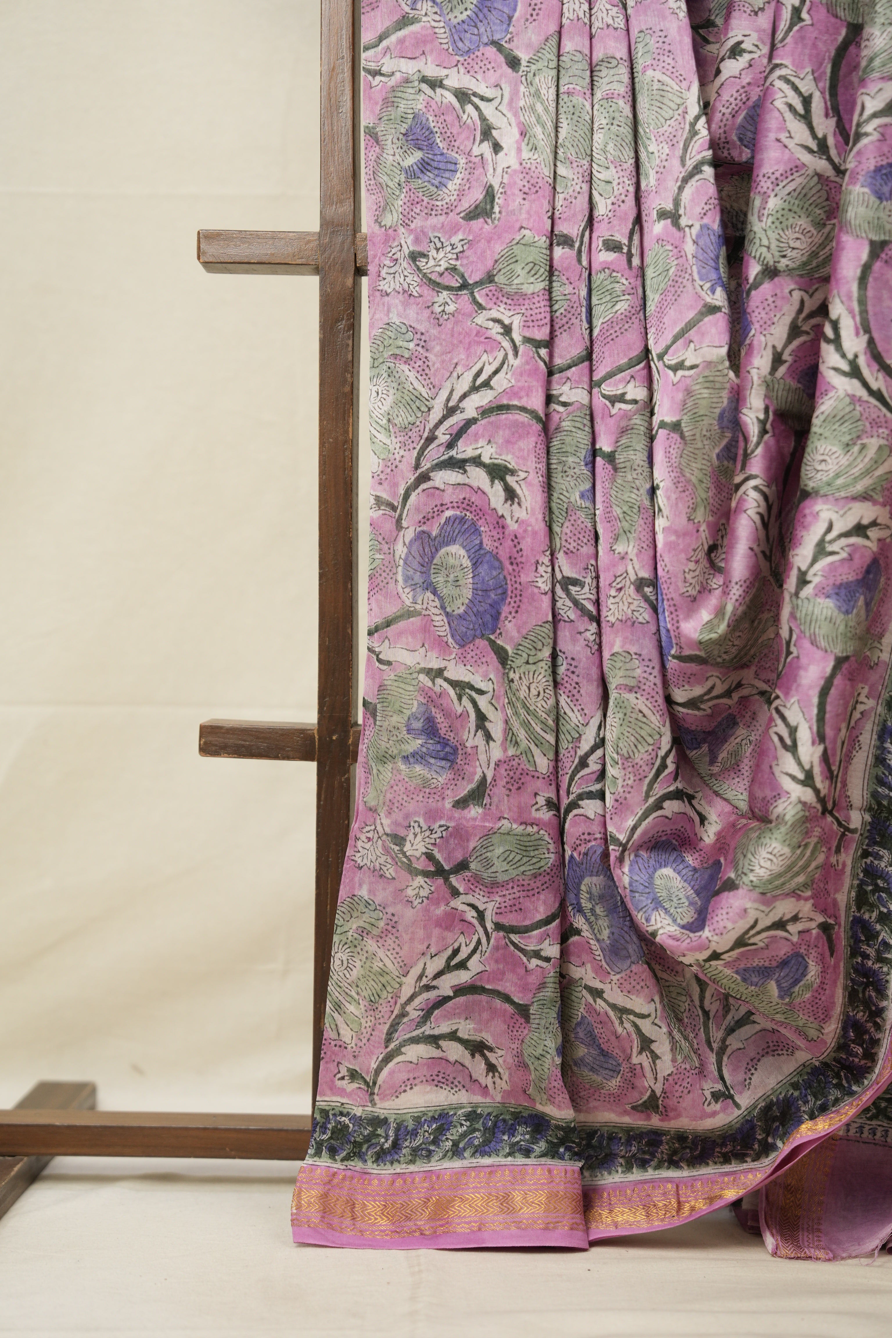 Pink HBP Cotton Silk Saree With Maheshwari Border - SRPCSS1269