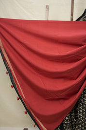 Black HBP Cotton Saree - SRBCS3049