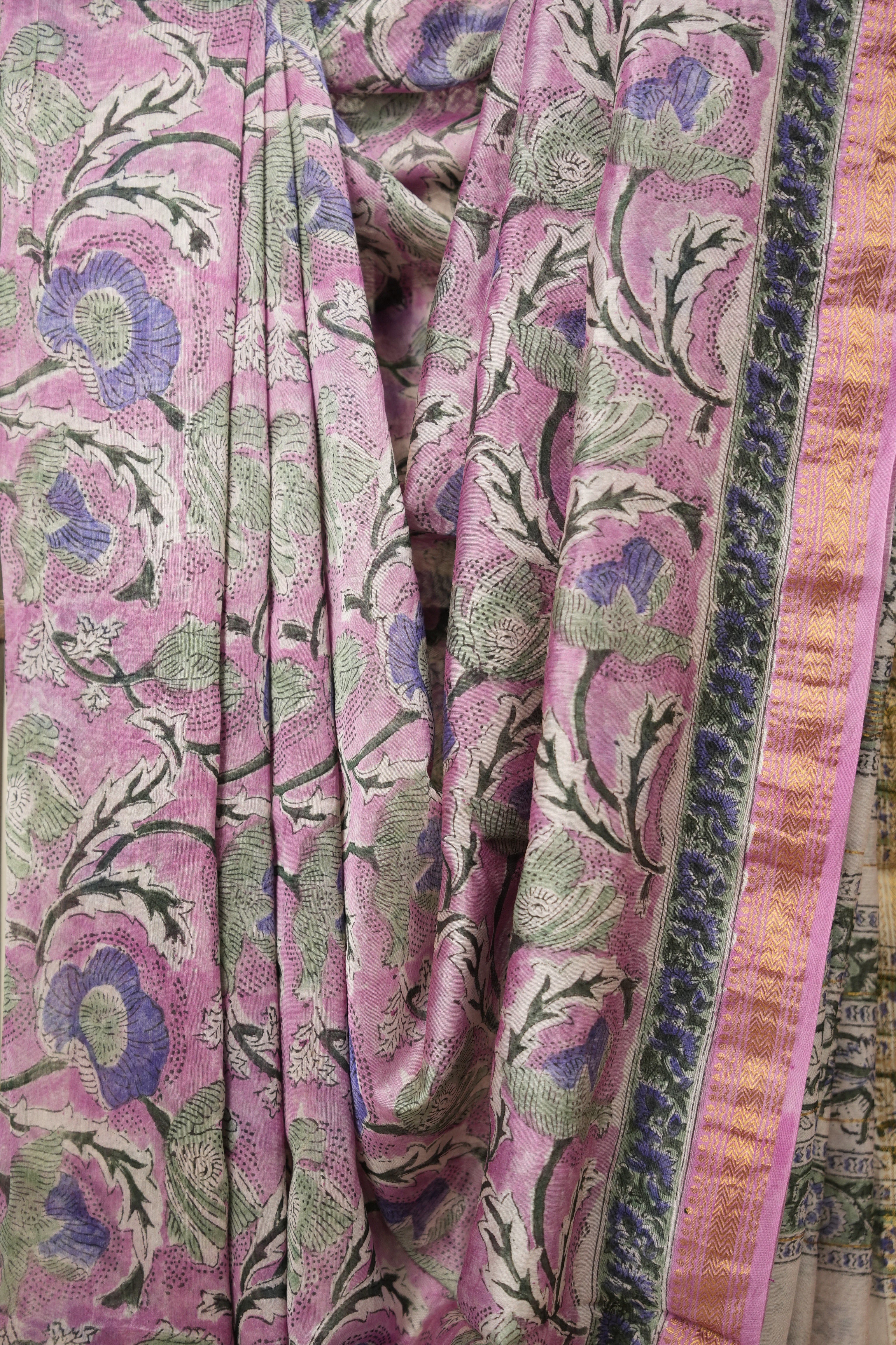 Pink HBP Cotton Silk Saree With Maheshwari Border - SRPCSS1269