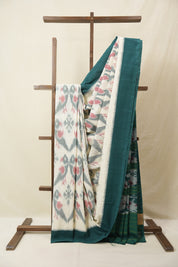 White Pochampalli Cotton Ikat Saree - SRWPCIS688