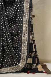 Black HBP Cotton Saree - SRBCS3053