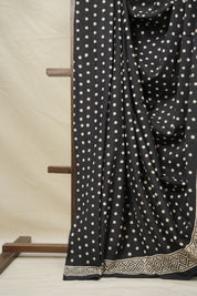 Black HBP Cotton Saree - SRBCS3053