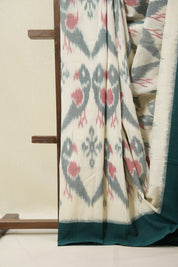 White Pochampalli Cotton Ikat Saree - SRWPCIS688