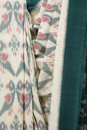 White Pochampalli Cotton Ikat Saree - SRWPCIS688
