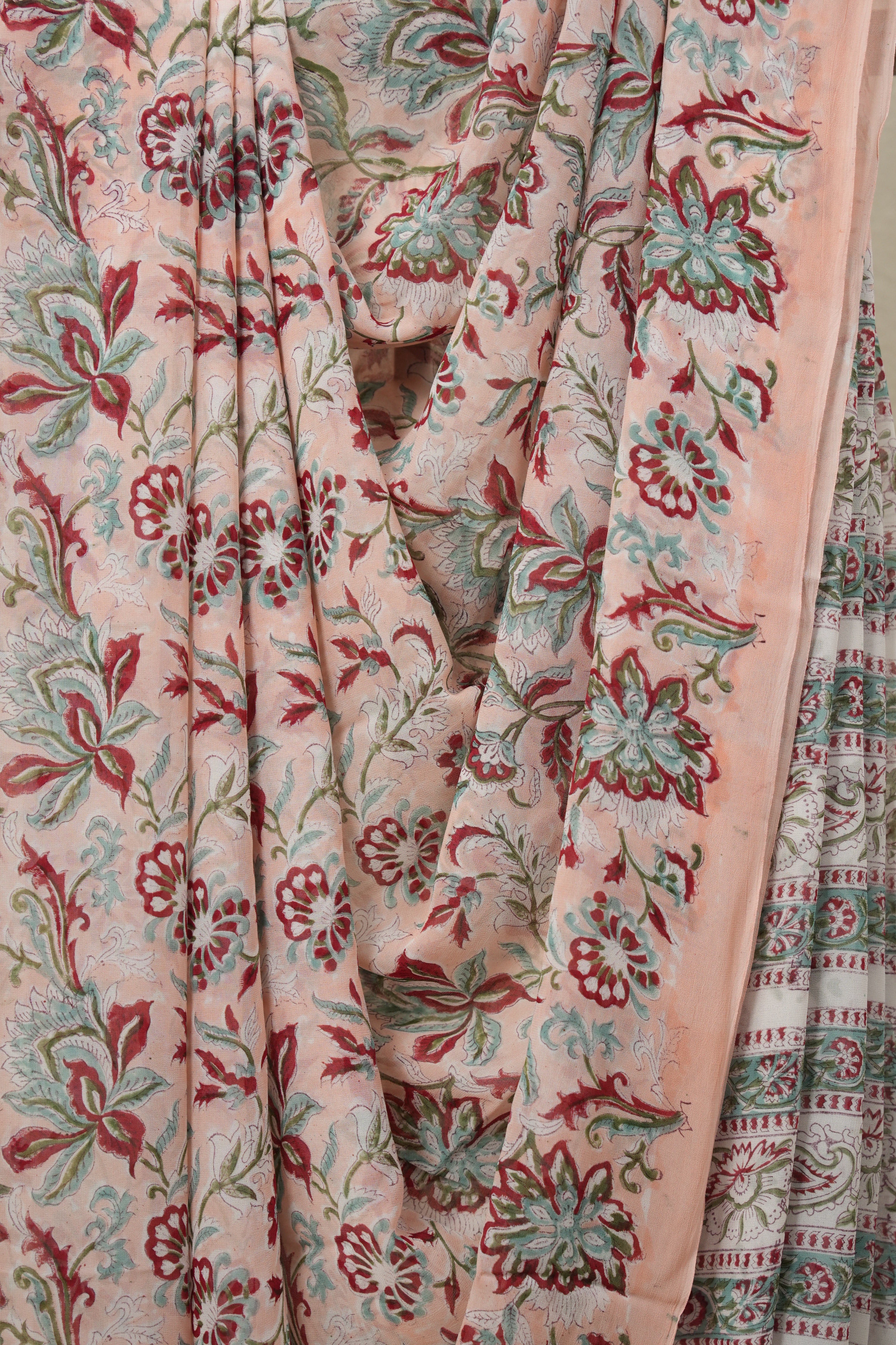 Peach HBP Georgette Saree - SRPHGS04