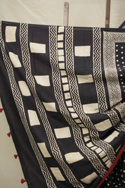 Black HBP Cotton Saree - SRBCS3053