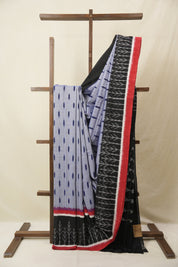 Ash Blue Pochampalli Cotton Ikat Saree - SRABPCIS687