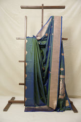 Green - Blue Banarasi Silk Saree - SRGBBSS021