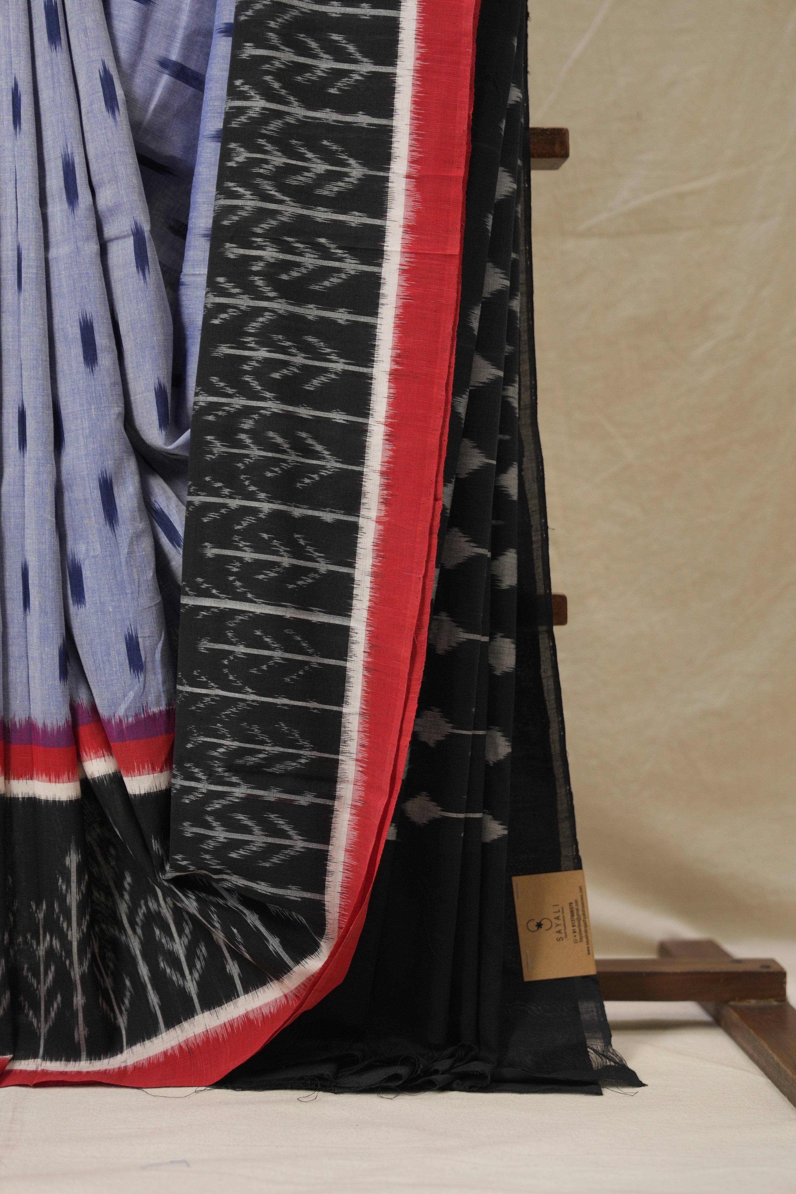 Ash Blue Pochampalli Cotton Ikat Saree - SRABPCIS687