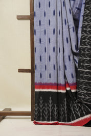 Ash Blue Pochampalli Cotton Ikat Saree - SRABPCIS687