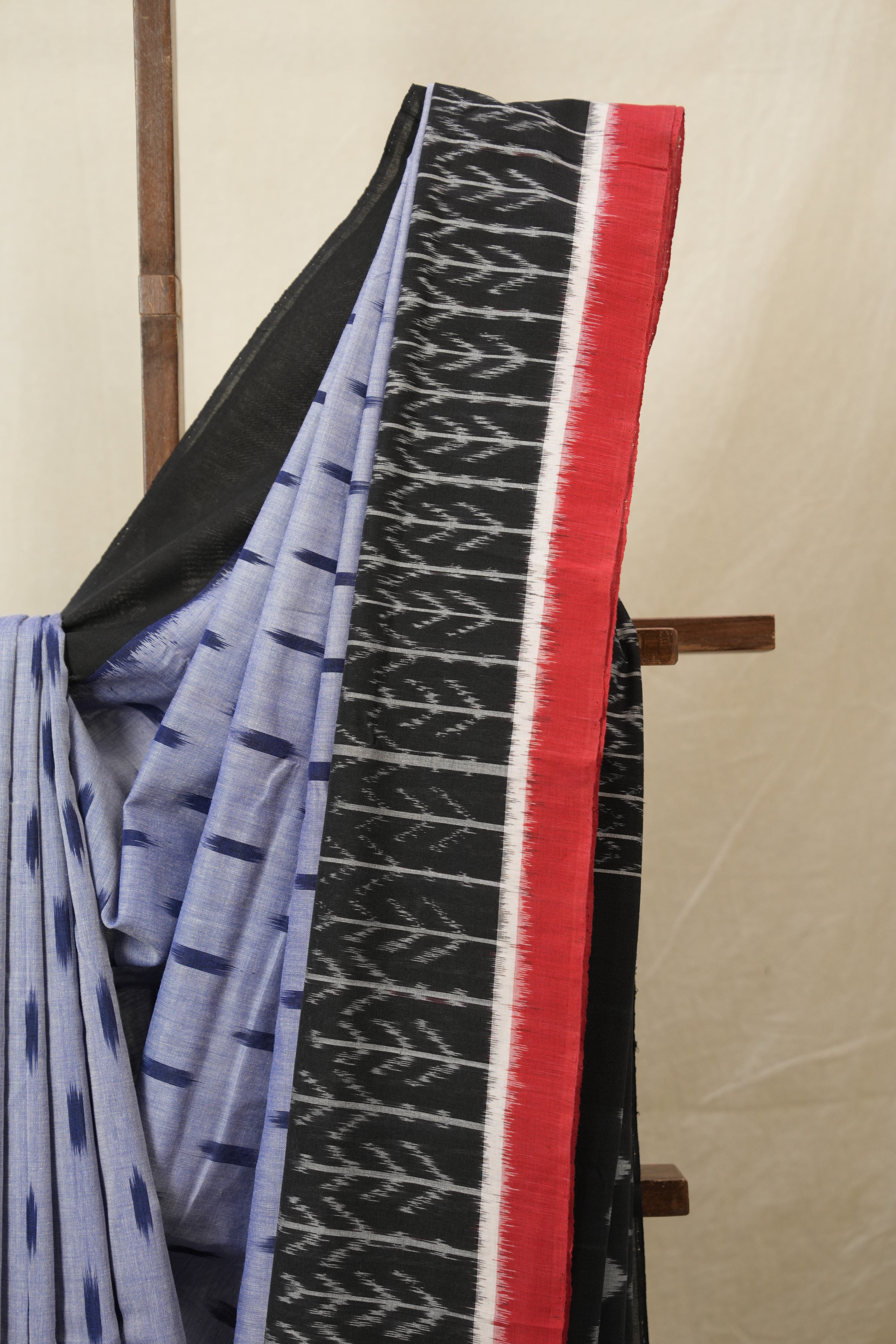 Ash Blue Pochampalli Cotton Ikat Saree - SRABPCIS687