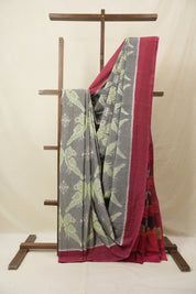 Grey Pochampalli Cotton Ikat Saree - SRGPCIS686