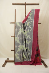 Grey Pochampalli Cotton Ikat Saree - SRGPCIS686