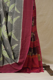 Grey Pochampalli Cotton Ikat Saree - SRGPCIS686