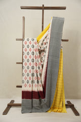 White Pochampalli Cotton Ikat Saree - SRWPCIS666