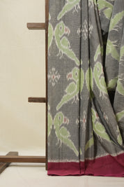 Grey Pochampalli Cotton Ikat Saree - SRGPCIS686