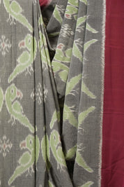Grey Pochampalli Cotton Ikat Saree - SRGPCIS686