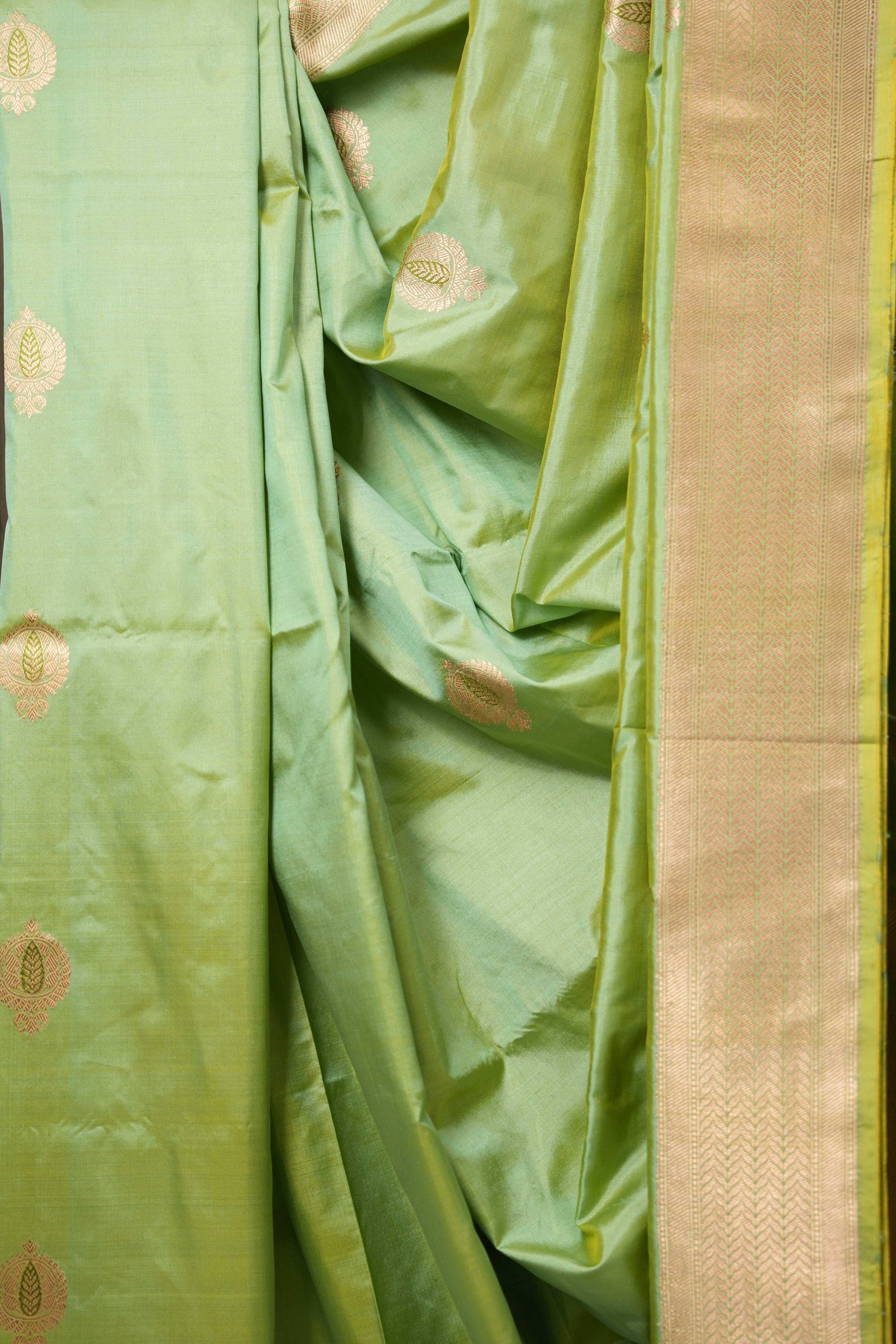 Yellow-Mint Banarasi Silk Saree - SRYMBSS020