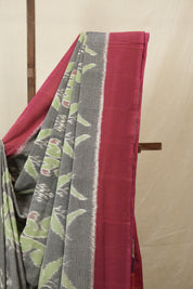 Grey Pochampalli Cotton Ikat Saree - SRGPCIS686