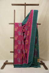 Rani Pink Pochampalli Cotton Ikat Saree - SRRPPCIS685