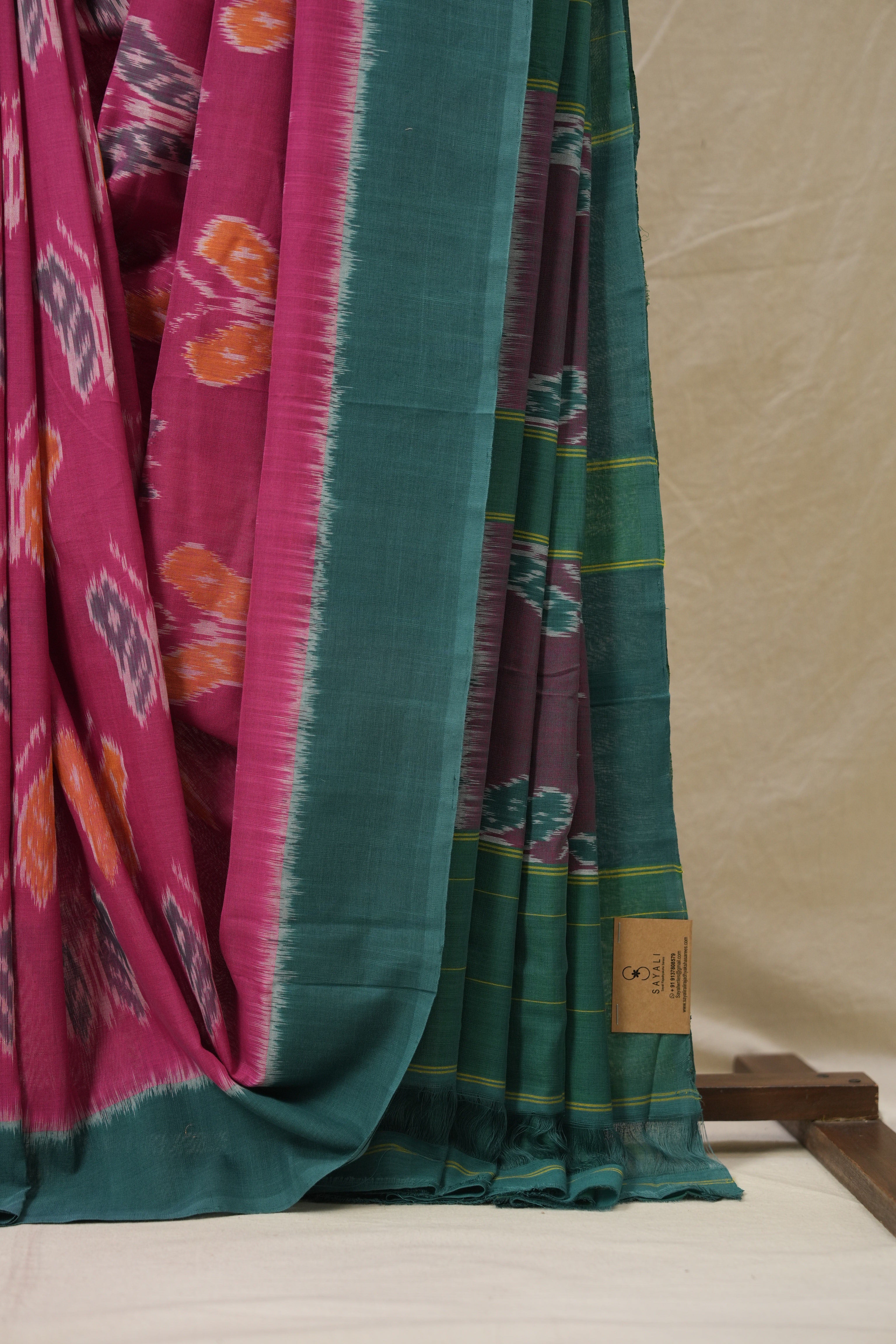 Rani Pink Pochampalli Cotton Ikat Saree - SRRPPCIS685