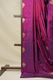Two Tone Maroon Banarasi Silk Saree - SRTTMBSS018