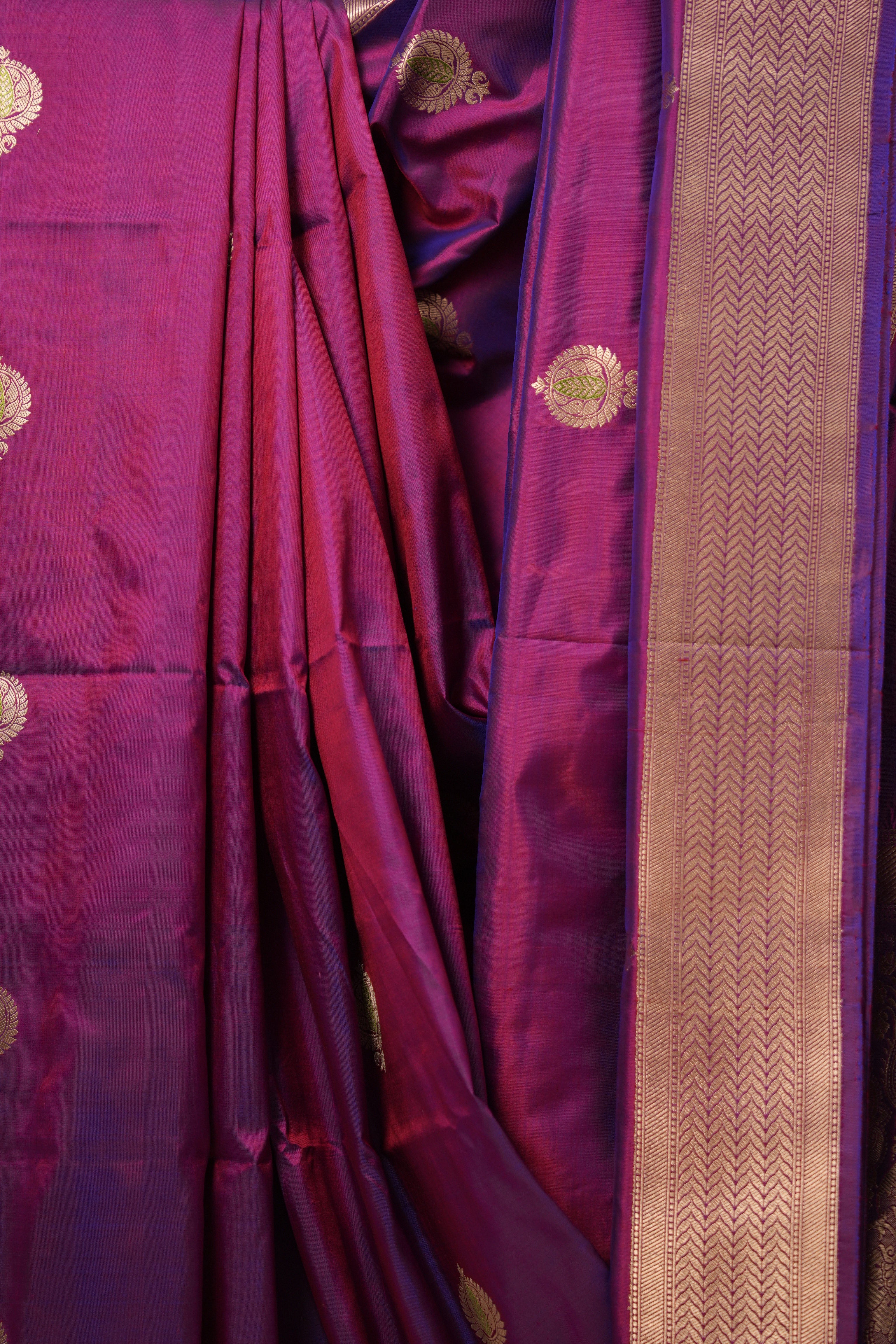 Two Tone Maroon Banarasi Silk Saree - SRTTMBSS018